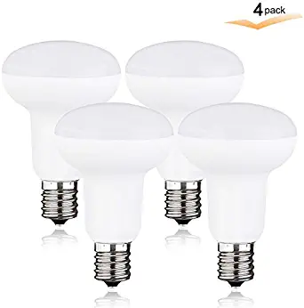 High Brightness R16 BR16 Mini Reflector LED Bulb,Dimmable Light Bulb,E17 Intermediate Socket, Daylight White 5000K, 120 Degree 40W Halogen Replacement For Book Case,Table lamp,Dining room - 4 PACK