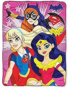 The Northwest Company DC Super Hero Girls Look Sharp Micro Raschel Throw Blanket, Purple, 46 x 60-inches