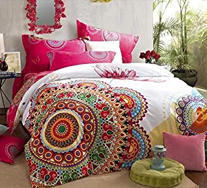 LELVA Boho Style Bedding Set,Boho Duvet Cover Set,Bohemian Bedding Set,Queen,4Pcs (2, King)