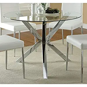 Coaster 120760-CO Vance Contemporary Glass Top Round Dining Table, In Chrome