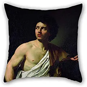 beeyoo Throw Pillow Case of Oil Painting Simon Vouet - David with The Head of Goliath for Relatives Coffee House Indoor Pub Father Bench 16 X 16 Inches / 40 by 40 cm(Each Side)