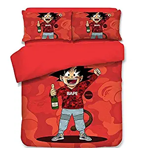 Koongso 3D Dragon Ball Bedding Sets Reversible 3 Pieces Soft Breathable Japanese Anime Duvet Cover Set for Kids Boys Teens,Twin/Full/Queen/King Size