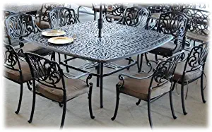 Heritage Outdoor Living Elisabeth Cast Aluminum 9pc Dining Set 64"x64" Square Table - Antique Bronze