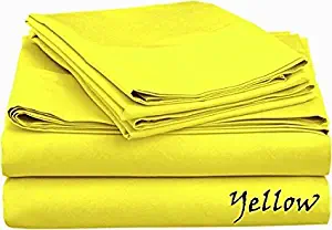 KM Linen Brand New Philly Bedding Solid Style Yellow 800-Thread-Count 100% Egyptian Cotton 4-PCs King Size Sheet Set With Fits up to 15" Deep Pocket With Fit Elastic All Around