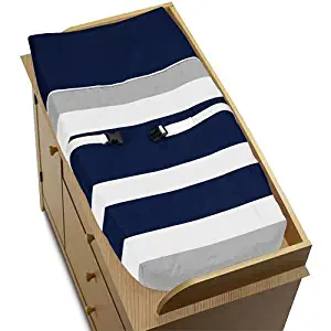 Sweet Jojo Designs Baby Changing Pad Cover for Navy and Gray Stripe Collection