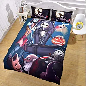 Nightmare Before Christmas 3 Pieces Duvet Cover Set Bedding Gift 1 Duvet Cover 2 Pillow Shams Luxury Quality Ultra Soft Breathable Comfortable Lightweight Durable with Zipper Ties no Comforter King