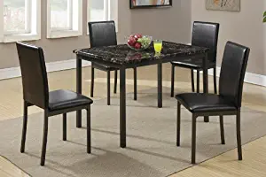 Poundex F2361 Dining Table with Black Marble Finished Top and 4 Chairs, Multicolor