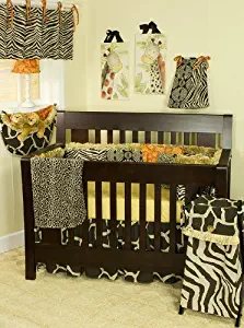 Cotton Tale Designs 100% Cotton Brown Yellow Tan Zoo Animal Print Jungle Safari 10 PC Baby Nursery Crib Bedding Set, Sumba