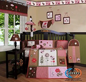 GEENNY Boutique Crib Bedding Set, LadyBug Flower, 13 Piece