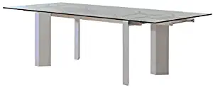 Casabianca Furniture TORINO High Gloss White Lacquer w Tempered Glass Extendable Dining Table by Casabianca Home,