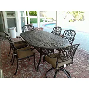 Heritage Outdoor Living Elisabeth Cast Aluminum 7pc Outdoor Patio Dining Set w/ 42" X 72" Oval Table - Antique Bronze