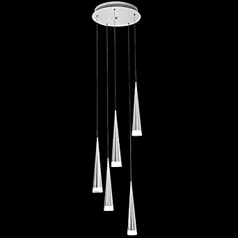 LightInTheBox Max 5W Pendant Light Modern Chrome Chandeliers Ceiling Lighting Fixture for LED Metal Living Room/Bedroom/Dining Room/Kitchen 5 Lights on One Base Light Source Color=White