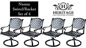 Heritage Outdoor Living Nassau Cast Aluminum Swivel Rocker - Set of 4 - Antique Bronze