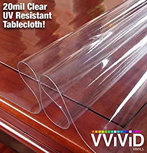 VViViD 20mil Premium Crystal Clear Multi-Purpose Heavy-Duty Vinyl Fabric Tablecloth Protective Cover (9ft x 54 Inch)