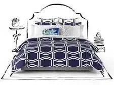 Kate Spade Navy and White Bow Tile Twin/Twin XL Comforter set with sham