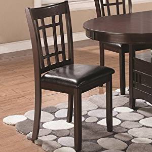 Lavon Dining Side Chairs with Padded Vinyl Seat Espresso and Black (Set of 2)