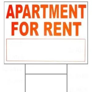 18 x 24 Apartment for Rent Sign w/H Stake