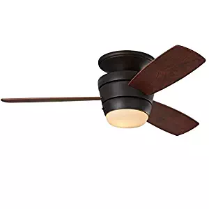 Mazon 44-in Oil-Rubbed bronze Integrated LED Indoor Flush Mount Ceiling Fan with Light Kit and Remote (3-Blade)