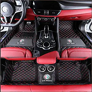 OO Car Mat Fit for Alfa Romeo Stelvio Giulia 2017 2018 2019 Luxury Leather Waterproof Floor mats Non-Toxic and Tasteless Logo