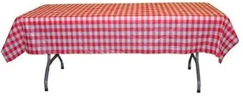 12-Pack Printed Red Gingham Checkerboard plastic table cover