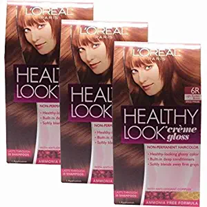 L'oreal Healthy Look Creme Gloss Hair Color 6r Red Brown (Pack of 3)