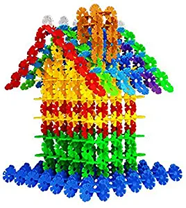 Multicolor Snowflake Building Blocks Set 100 Pc - Colorful Interlocking Stackable Childrens Building Block Kit - Variety | Kids Educational Toys Set of Plastic Building Stems