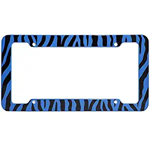 Motorup America Auto License Plate Frame Cover 2-Pack - Fits Select Vehicles Car Truck Van SUV - Wild Blue Zebra Print