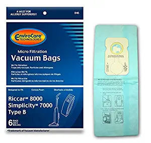 EnviroCare Replacement Vacuum Bags for Riccar 8000 Simplicity 7000 Type B 6 pack