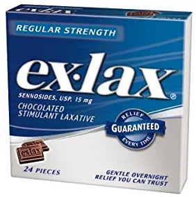 Ex-Lax Regular Strength Stimulant Laxative Chocolated Pieces, 24 count