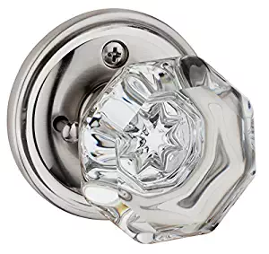 Dynasty Hardware Classic Rosette, Crystal Style Door Knob, Privacy - Bed/Bath Function, Satin Nickel