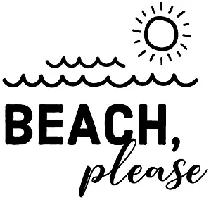 Beach Please Sun and Waves NOK Decal Vinyl Sticker |Cars Trucks Vans Walls Laptop|Black|5.5 x 5.5 in|NOK227