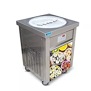 US Snack Food Machine ETL 110V 55cm Single Round ice pan Fry ice Cream Machine Fried ice Cream Machine roll ice Cream Machine ice Cream roll Machine for Bars, Cafes, ice Cream Store