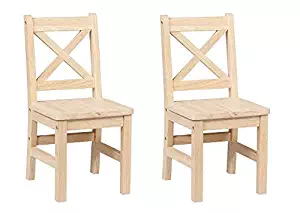 eHemco Solid Hard Wood X Back Kids Chair - Set of 2 (Unfinished)