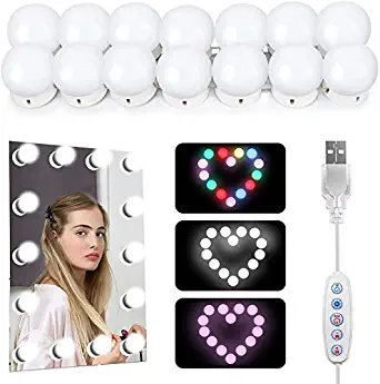 Led Vanity Mirror Lights Kits, Hollywood Makeup Mirror Lights with 14 Dimmable RGB Light Bulbs, Lighting Fixture Strip for Makeup Vanity Table Set in Dressing Room(Mirror Not Include)