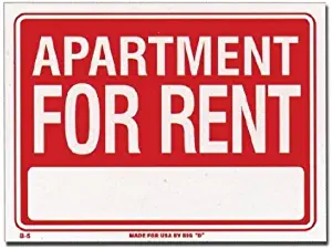 3 Pk, Bazic Products 12 in. x 16 in. Apartment for Rent Sign