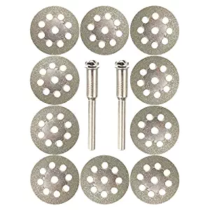 Diamond Cutting Wheels For Dremel Rotary Tool 10 Cut Off Discs 2 Mandrels 545 Set Kit Cuts Stone Glass Tile Concrete Metal Bottle Masonry Cutter 10pcs