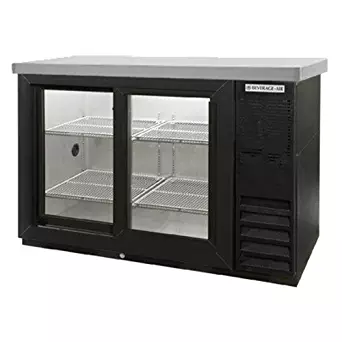 Beverage Air BB48GSY-1-B-27 Standard Depth Glass Sliding Door Back Bar Cooler in Black w/Stainless Steel Top