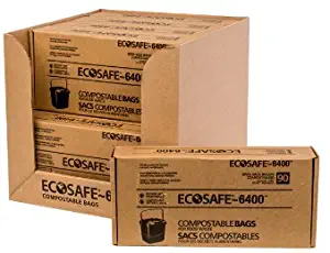 EcoSafe-6400 CP1617-6 Compostable Bag, Certified Compostable, 2.5-Gallon, Green (Pack of 90)