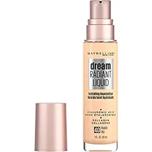 Maybelline Dream Radiant Liquid Medium Coverage Hydrating Makeup, Lightweight Liquid Foundation, Nude, 1 Fl. Oz