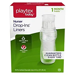 Playtex 55291217 8 oz Nurser Drop-Ins Baby Bottle Disposable Liners - 150 Count