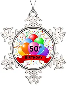 Dozili Xmas Trees Decorated Birthday 50th Birthday Banner Balloons Family Christmas Snowflake Ornament