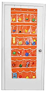 Easyinsmile Clear Over The Door Shoe Hanging Organizer with 24 Clear Pockets Organizer,Hanging Shoes Oragnizer. (Orange)