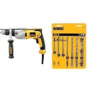 DEWALT DWd520 1/2-Inch VSR Pistol Grip Hammerdrill with DEWALT DW5207 7-Piece Premium Percussion Masonry Drill Bit Set