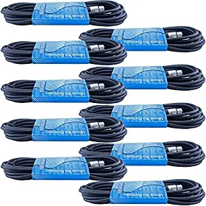 10 Pack of 25 Foot Male To Female 3 Pin XLR Microphone Audio Cables