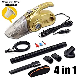 YDL Corded Car Vacuum,DC 12V Portable Car Vacuum Cleaner 96W Car Vacuum Cleaner Wet/Dry Rechargeable Handheld with 14.8 FT(4.5M) Power Cord£¬Tire Inflator & Tire Pressure Gauge & LED Light