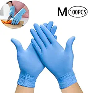 Nitrile Disposable Gloves, Powder Free, Food Grade Gloves, Latex Free, 100 Pc. Dispenser Pack (Blue, M)