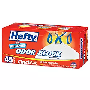 Hefty CinchSak 13 Gal. Tall Kitchen Bags Odor Block with Drawstring 45 ct (Pack of 6)