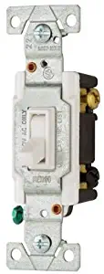 EATON C1303-7LTW-L Lighted Grounding Toggle Switch, 120 Vac, 15 A, 3 Way, White