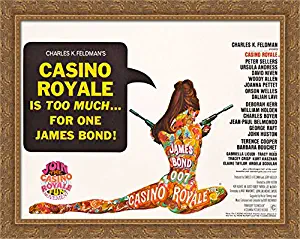 Casino Royale 007 James Bond 36x28 Large Gold Ornate Wood Framed Canvas Movie Poster Art