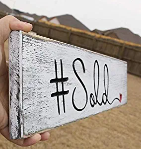 CELYCASY Sold Sign - Real Estate Sold Sign - Engraved Real Estate Agent Sign - Wood Sold Sign for New Home - Closing Photo Prop - #Sold